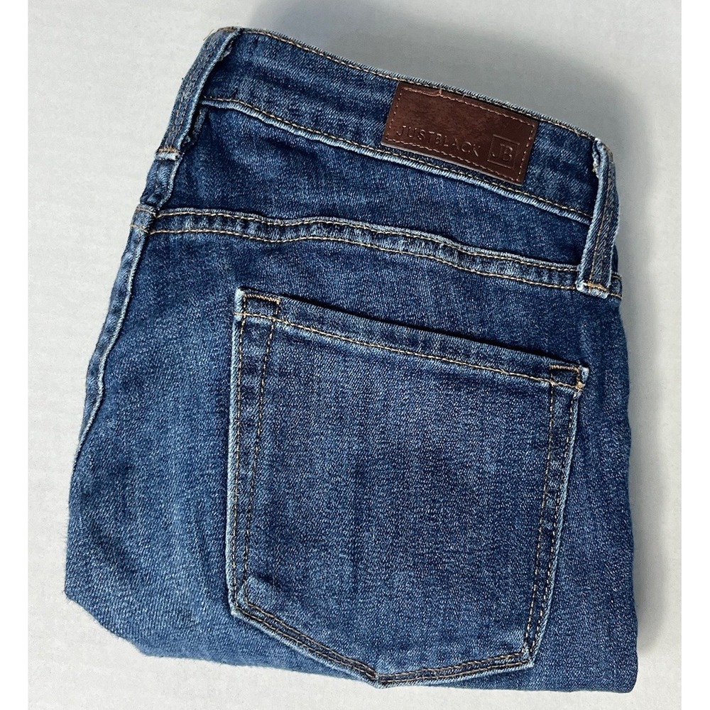 Just Black Jeans Women 26 Blue Skinny Fit Stretch Ripped Pants Fringe Hems Denim